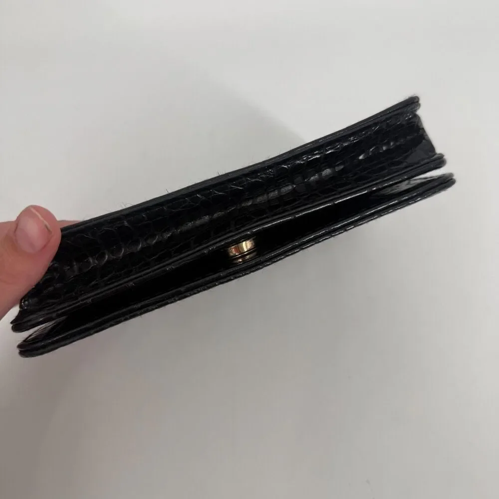 Bebe Fabiola Stamped Crocodile Crossbody Mini Handbag Y2k Clutch 90s Black Gold
